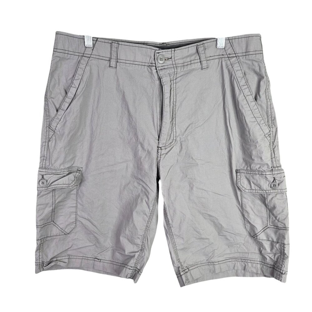Mens WearFirst WF Gray Ripstop Cargo Shorts Free Band 11" Inseam Stretch Size 38